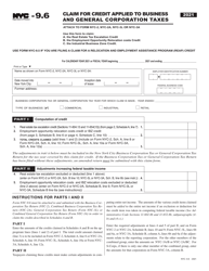 Form NYC-9.6 Claim for Credit Applied to Business and General Corporation Taxes - New York City
