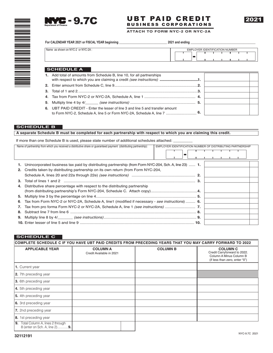 Form NYC-9.7C - 2021 - Fill Out, Sign Online and Download Printable PDF ...