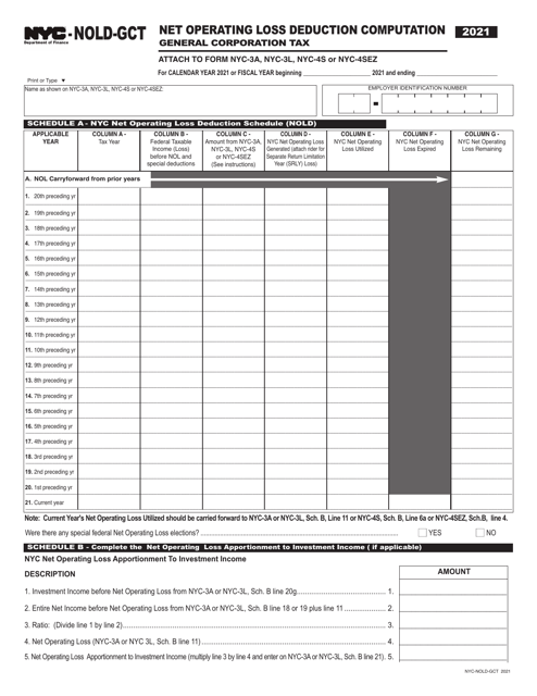 Form NYC-NOLD-GCT 2021 Printable Pdf