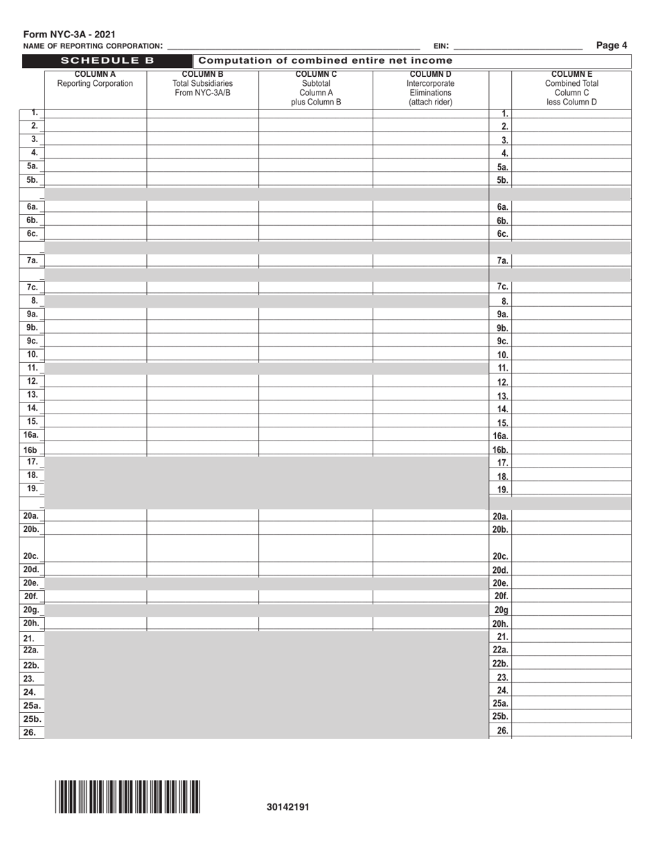 Form NYC-3A Combined General Corporation Tax Return - New York City, Page 4