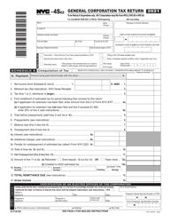 Document preview: Form NYC-4S-EZ General Corporation Tax Return - New York City