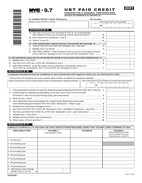 Form NYC-9.7 2021 Printable Pdf