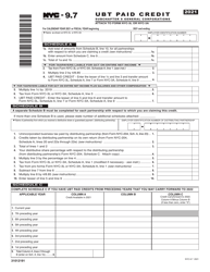 Form NYC-9.7 Ubt Paid Credit for Subchapter S General Corporations - New York City