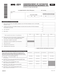Form NYC-221 Underpayment of Estimated Unincorporated Business Tax - New York City