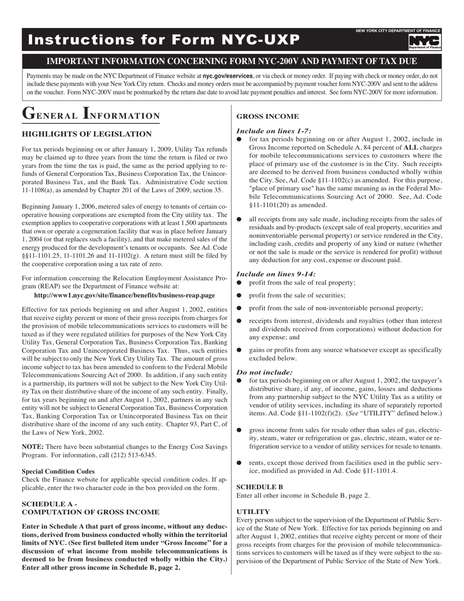 Form NYC-UXP Return of Excise Tax by Utilities for Use by Utilities Other Than Railroads, Bus Companies, and Other Common Carriers - New York City, Page 3