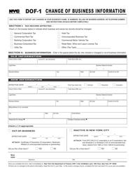 Form DOF-1 Change of Business Information - New York City