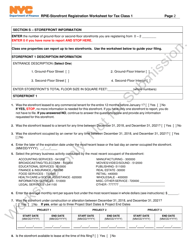 Rpie-Storefront Registration Worksheet for Tax Class 1 - New York City, Page 2