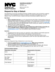 Document preview: Request for Stay of Default - New York City