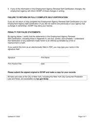 Employment Agency Renewal Self-certification - New York City, Page 3