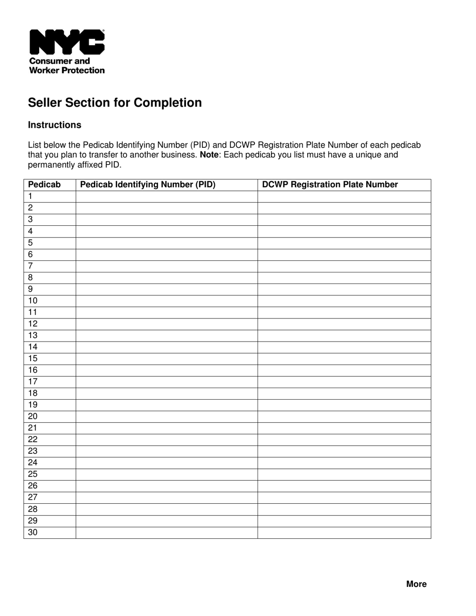 Transfer of Pedicab Registration Plates Affirmation - New York City, Page 2