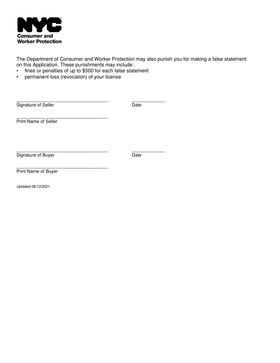Transfer of Pedicab Registration Plates Affirmation - New York City, Page 4