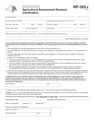 Form RP-305-R Agricultural Assessment Renewal Certification - New York