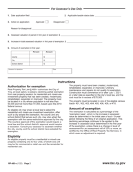 Form RP-485-V Application for Residential and Mixed-Use Investment Real Property Tax Exemption: Certain Cities and School Districts - New York, Page 2