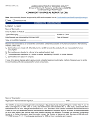 Document preview: Form HRP-1003A Commodity Disposal Report (Cdr) - Arizona