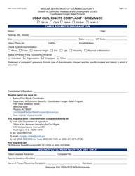 Document preview: Form HRP-1014A Usda Civil Rights Complaint/Grievance - Arizona