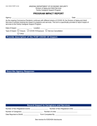 Document preview: Form AAA-1383A Program Impact Report - Family Caregiver Support Program - Arizona