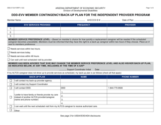 Document preview: Form DDD-2113A Ddd-Evv Member Contingency/Back-Up Plan for the Independent Provider Program - Arizona
