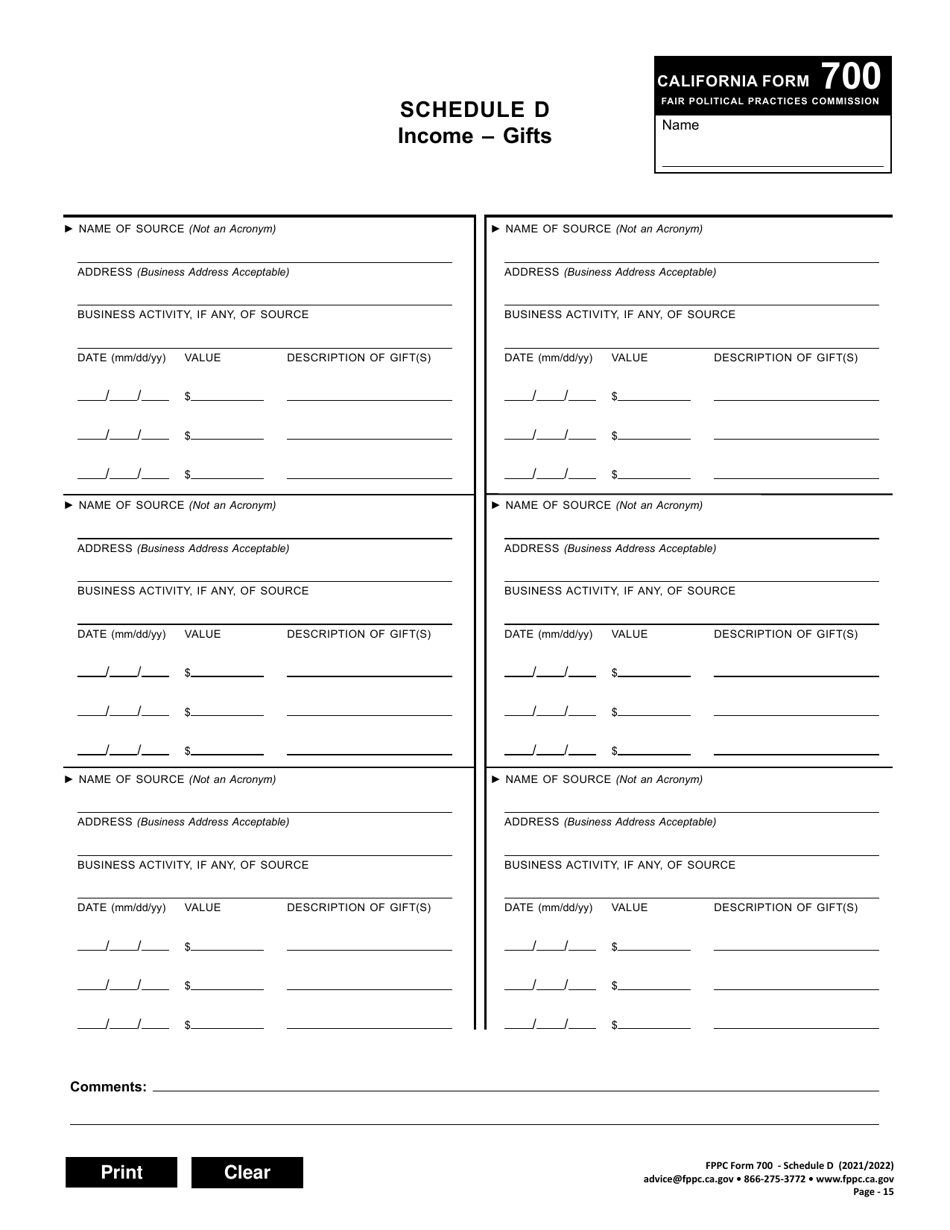 FPPC Form 700 Statement of Economic Interests - California, Page 15