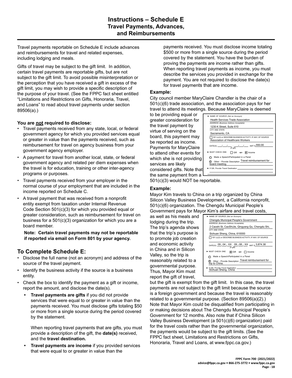 FPPC Form 700 Statement of Economic Interests - California, Page 18