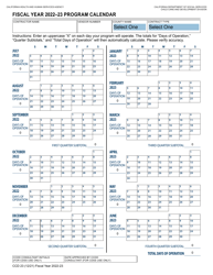 Document preview: Form CCD23 Program Calendar - California, 2023