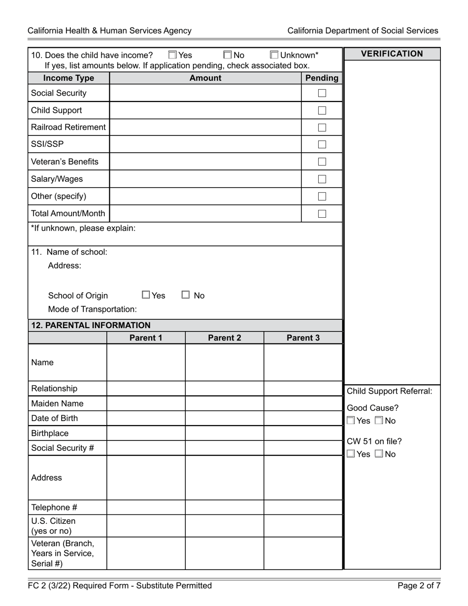 Form FC2 Download Fillable PDF or Fill Online Statement of Facts ...