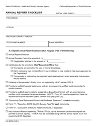 Document preview: Form LIC9272 Annual Report Checklist - California
