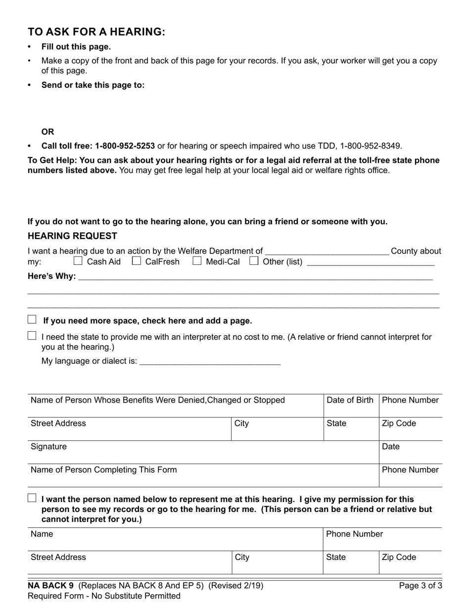 Form NA290 Notice of Action - California, Page 3
