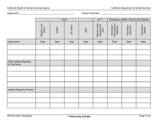 Form RFA02 Resource Family Background Checklist - California, Page 2