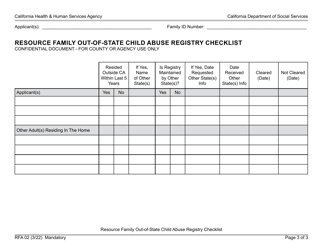 Form RFA02 Resource Family Background Checklist - California, Page 3