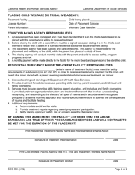 Form SOC888 Ffpsa Voluntary Placement Agreement for Placing a Child With a Parent in a Substance Abuse Treatment Facility - California, Page 2