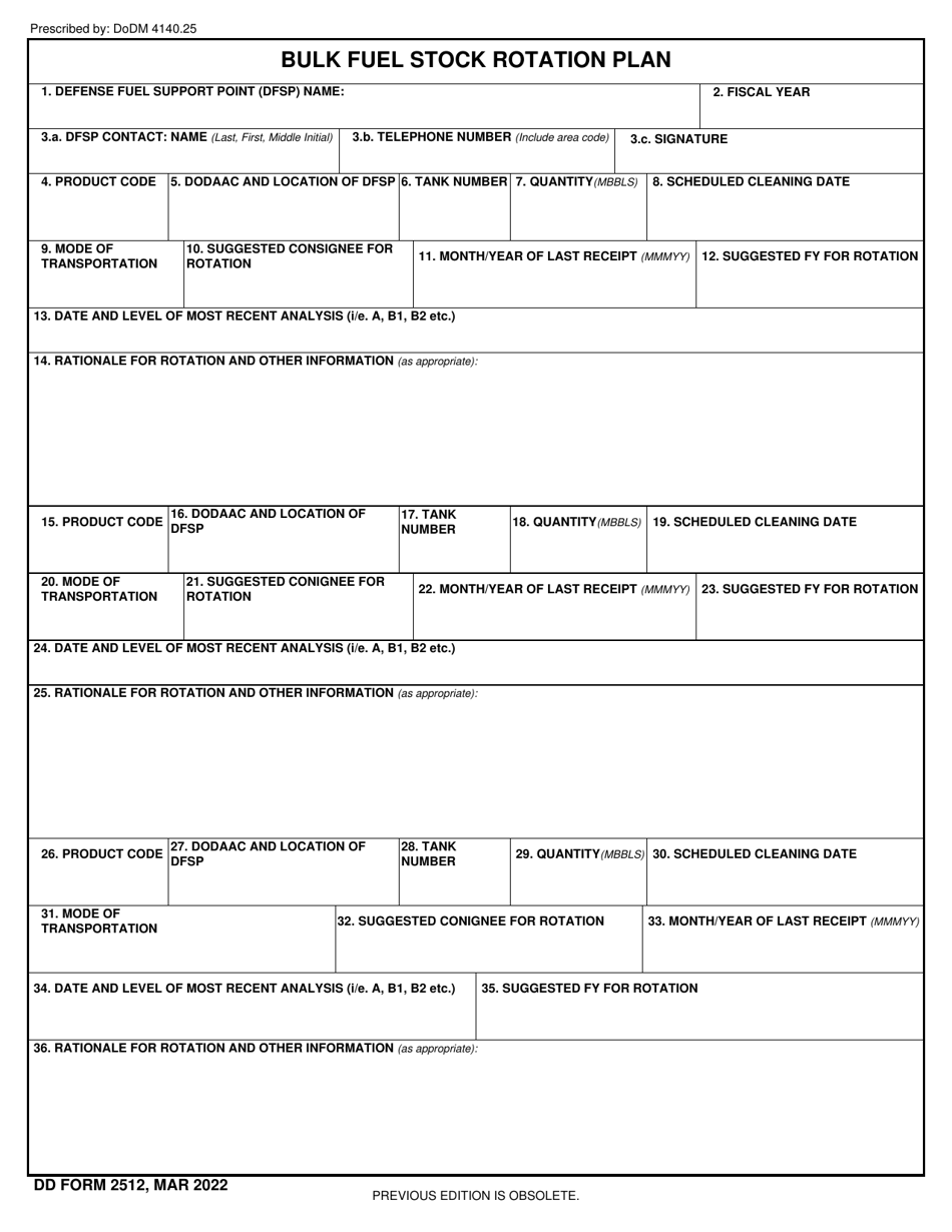 DD Form 2512 Download Fillable PDF or Fill Online Bulk Fuel Stock ...