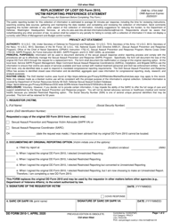 DD Form 2910-1 Replacement of Lost DD Form 2910, Victim Reporting Preference Statement