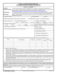 Document preview: DA Form 5960 Basic Allowance for Housing (Bah) Authorization and Dependency Declaration