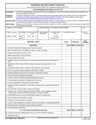 Document preview: DA Form 7425 Readiness and Deployment Checklist