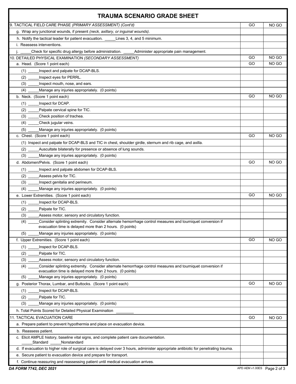 Da Form 7742 Download Fillable Pdf Or Fill Online Trauma Scenario Grade 