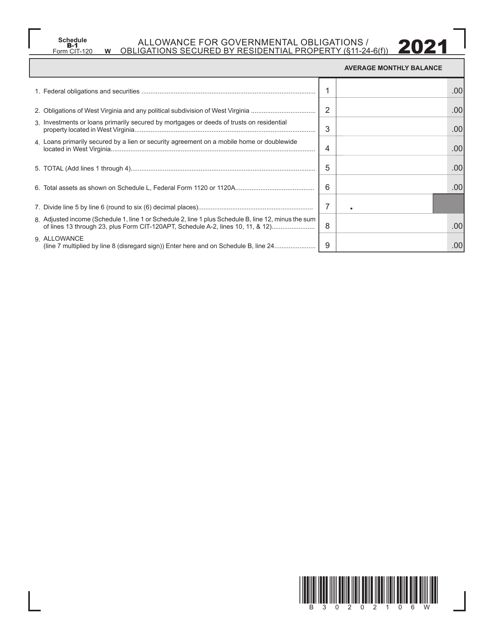 Form CIT-120 Schedule B-1 2021 Printable Pdf