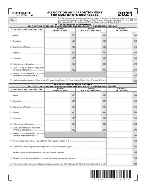 Form CIT-120APT 2021 Printable Pdf