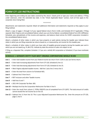 Instructions for Form CIT-120 West Virginia Corporation Net Income Tax Return - West Virginia, Page 11