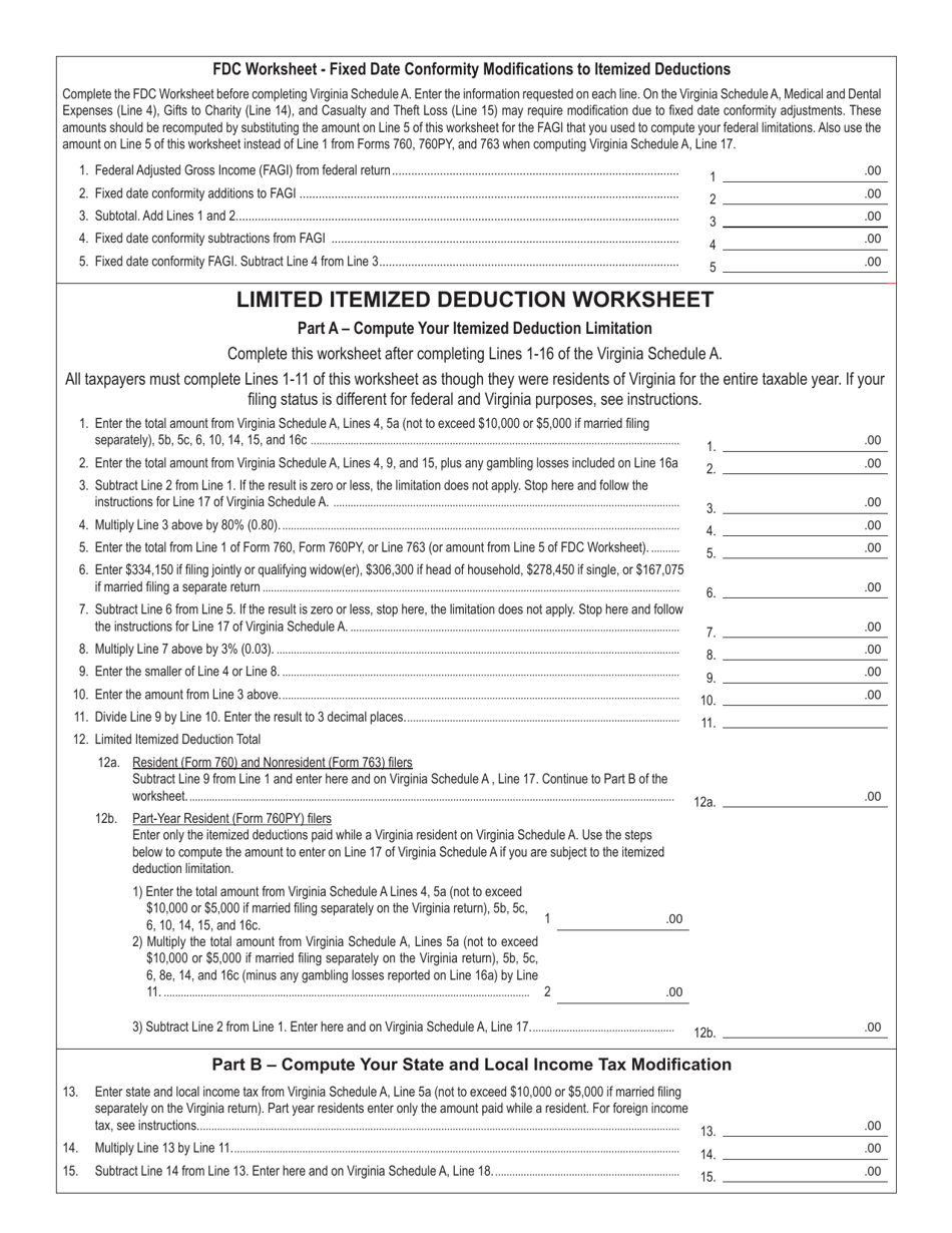 Schedule A Virginia Itemized Deductions - Virginia, Page 2