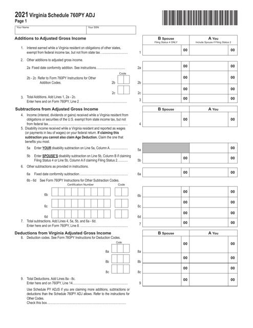 Schedule 760PY ADJ 2021 Printable Pdf