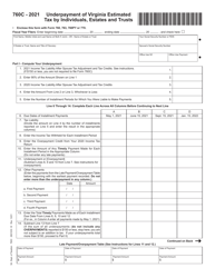 Form 760C Underpayment of Virginia Estimated Tax by Individuals, Estates and Trusts - Virginia