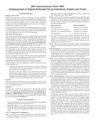 Document preview: Instructions for Form 760C Underpayment of Virginia Estimated Tax by Individuals, Estates and Trusts - Virginia