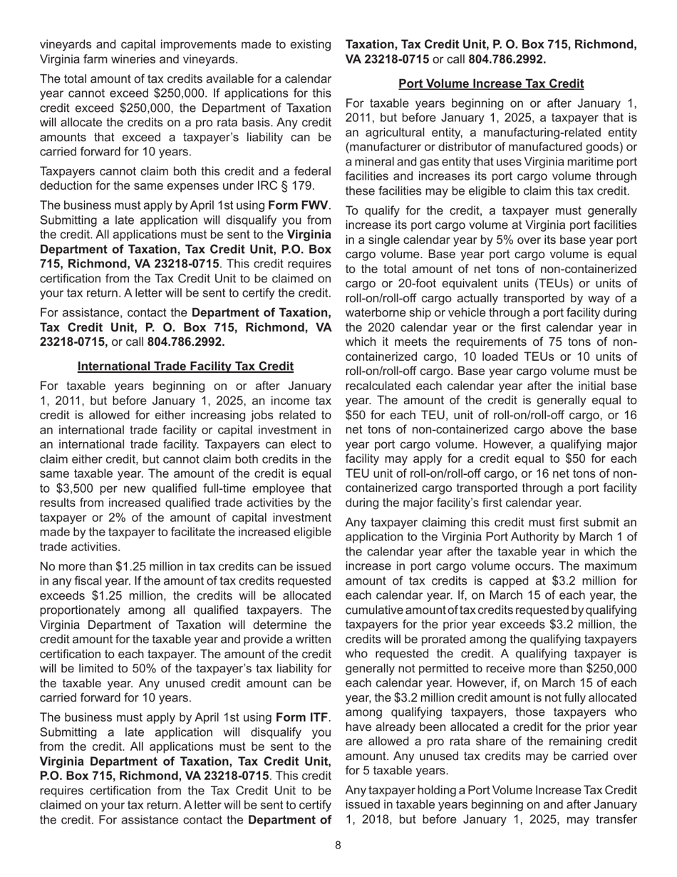 Instructions for Schedule CR Credit Computation Schedule - Virginia, Page 8