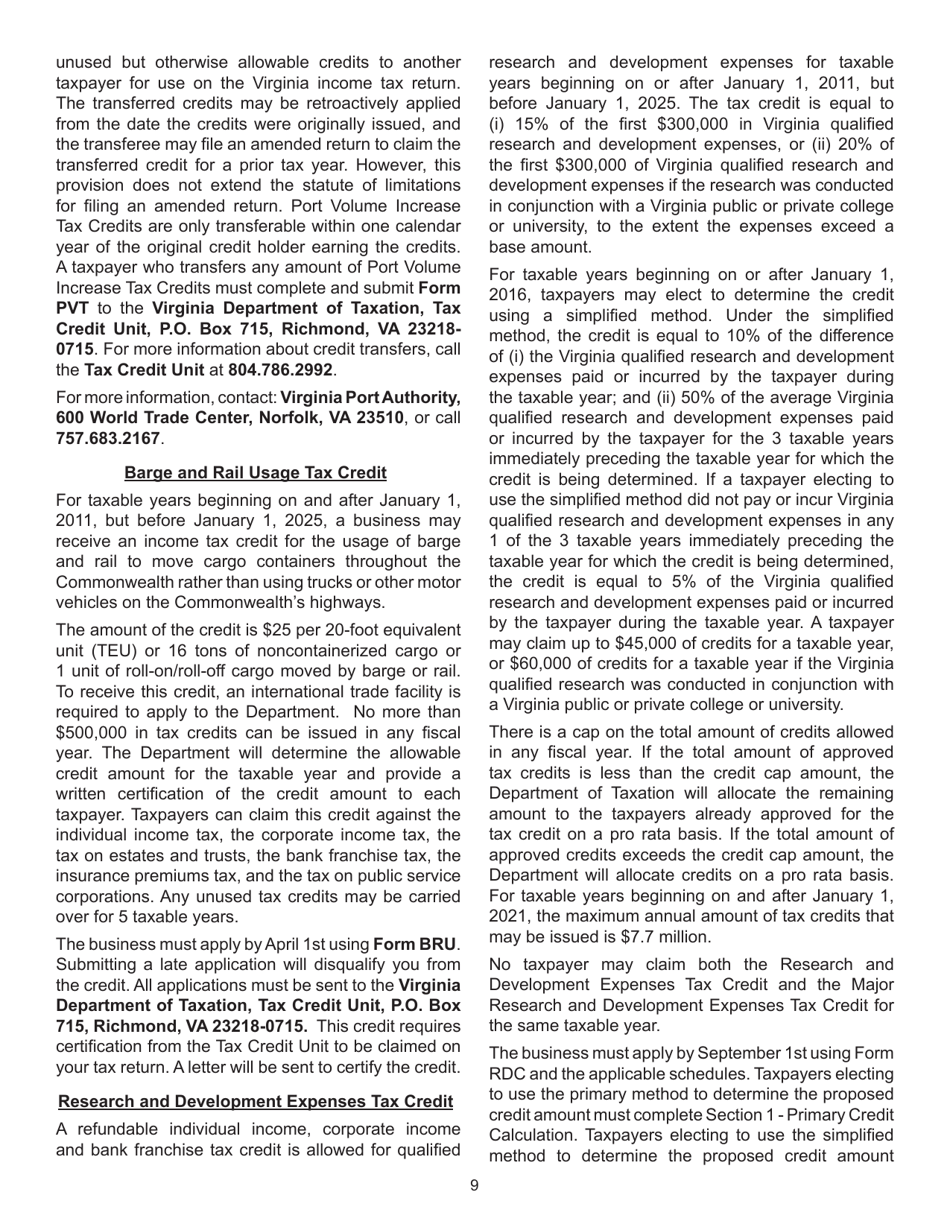 Instructions for Schedule CR Credit Computation Schedule - Virginia, Page 9