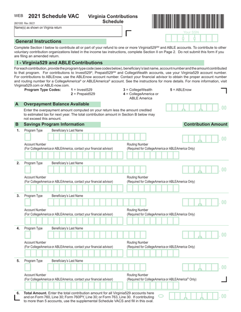 Schedule VAC 2021 Printable Pdf