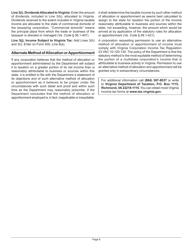 Instructions for Schedule 500A Corporation Allocation and Apportionment of Income - Virginia, Page 6