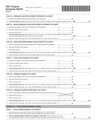 Schedule 500CR Credit Computation Schedule for Corporations - Virginia, Page 5