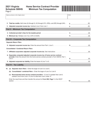 Form 500HS Home Service Contract Provider Minimum Tax Computation - Virginia, Page 2