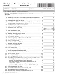 Document preview: Form 500T Telecommunications Companies Minimum Tax - Virginia