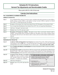 Instructions for Schedule IN-119 Vermont Tax Adjustments and Nonrefundable Credits - Vermont